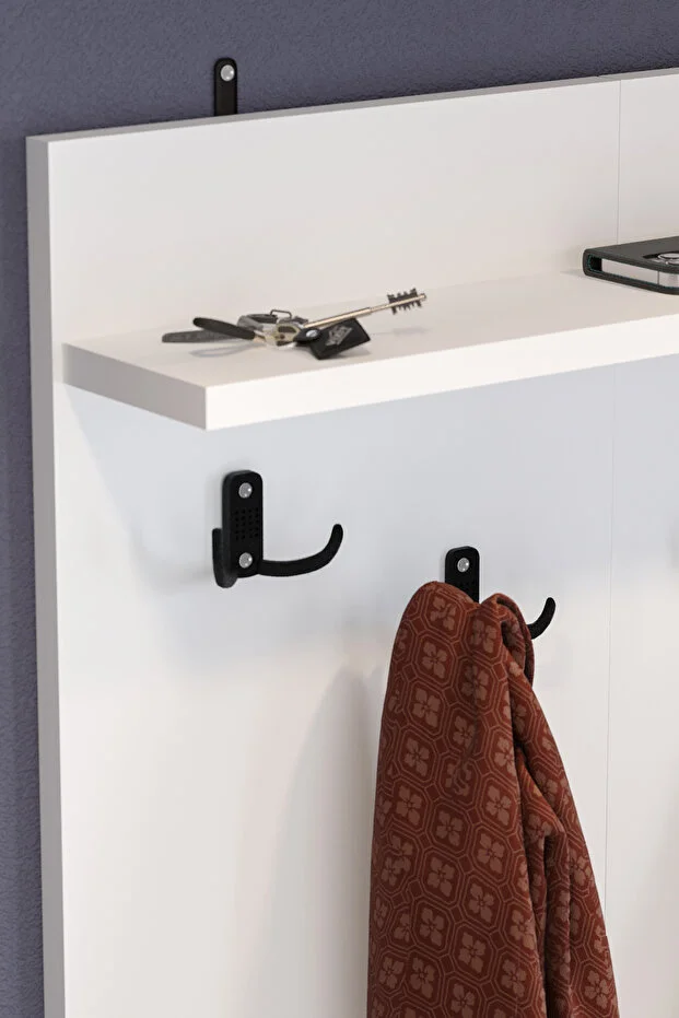 2 Kapaklı Portmanto Elbise Askılığı Vestiyer Ayakkabılık Askılık Güneş Beyaz